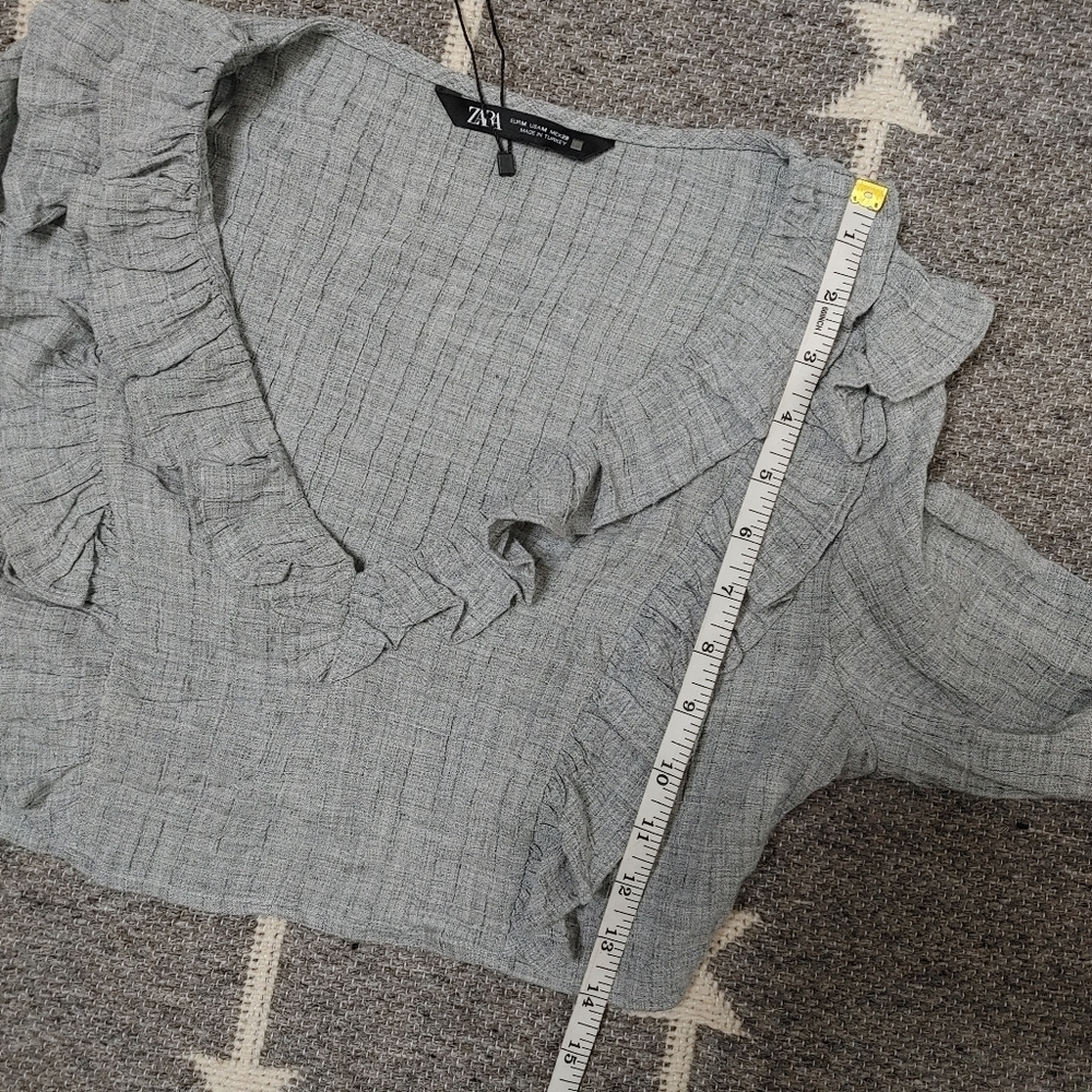 ZARA Ruffle Cropped Blouse - Picture 13 of 13